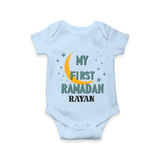 My First Ramadan - Little Hands, Big Prayers With Our Customized Romper For Babies With Name - BABY BLUE - 0 - 3 Months Old (Chest 16")