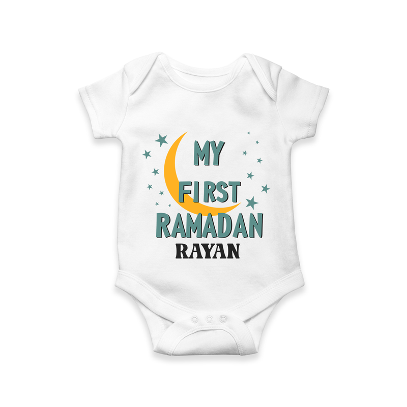 My First Ramadan - Little Hands, Big Prayers With Our Customized Romper For Babies With Name - WHITE - 0 - 3 Months Old (Chest 16")