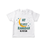 My First Ramadan - Little Hands, Big Prayers With Our Customized T-Shirt For Kids With Name - WHITE - 0-5 Months Old (Chest 17")