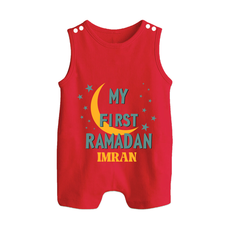 My First Ramadan - Little Hands, Big Prayers With Our Customized Romper Suit For Babies With Name - RED - 0 - 5 Months Old (Chest 18")