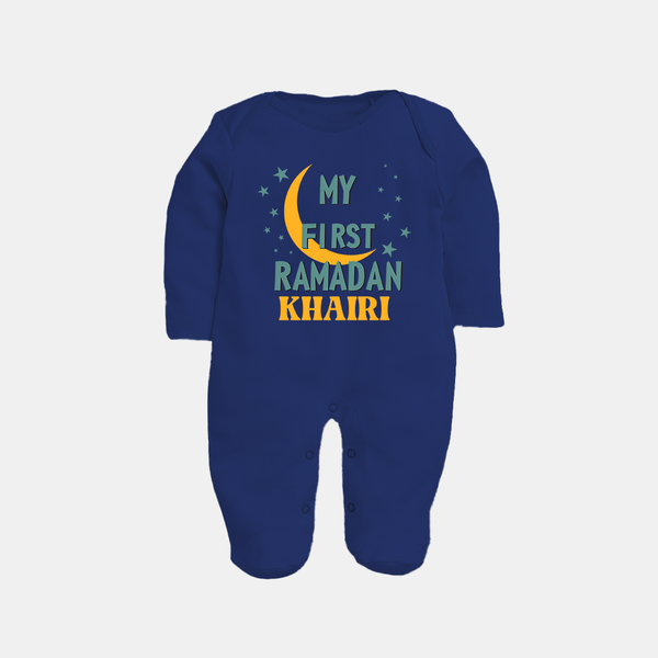 Custom Name My First Ramadan Kids Fullbody Suit - NAVY BLUE - New Born (Chest 7.5")