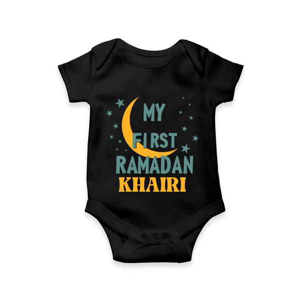 Custom Name My First Ramadan Kids Romper - BLACK - New Born (Chest 14")