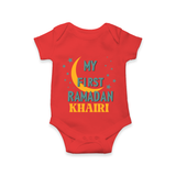 Custom Name My First Ramadan Kids Romper - RED - New Born (Chest 14")