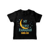 My First Ramadan - Little Hands, Big Prayers With Our Customized T-Shirt For Kids With Name - BLACK - 0-5 Months Old (Chest 17")