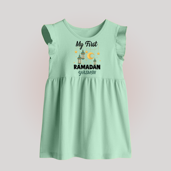 My First Ramadan Personalised Baby & Kids Baby Frock - MINT GREEN - 0 - 3 Months Old (Chest 17")