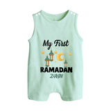 My First Ramadan - A Journey of Light With Our Customized Romper Suit For Babies With Name - MINT GREEN - 0 - 5 Months Old (Chest 18")