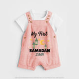 My First Ramadan - A Journey of Light With Our Customized Dungaree Set For Kids With Name - PEACH - 0 - 5 Months Old (Chest 18")