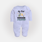 My First Ramadan Personalised Baby & Kids Fullbody Suit - BABY BLUE - New Born (Chest 7.5")