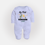 My First Ramadan - A Journey of Light With Our Customized Sleep Suit For Babies With Name - BABY BLUE - New Born (Chest 7.5")