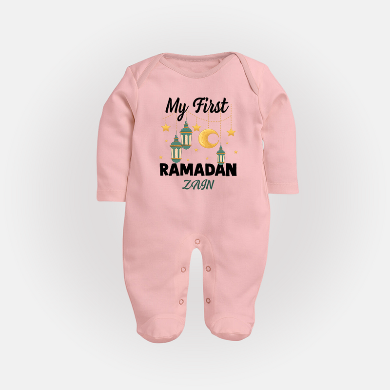 My First Ramadan - A Journey of Light With Our Customized Sleep Suit For Babies With Name - BABY PINK - New Born (Chest 7.5")