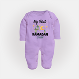 My First Ramadan - A Journey of Light With Our Customized Sleep Suit For Babies With Name - LILAC - New Born (Chest 7.5")