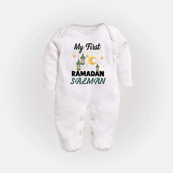 My First Ramadan Personalised Baby & Kids Fullbody Suit - WHITE - New Born (Chest 7.5")