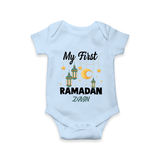 My First Ramadan - A Journey of Light With Our Customized Romper For Babies With Name - BABY BLUE - 0 - 3 Months Old (Chest 16")