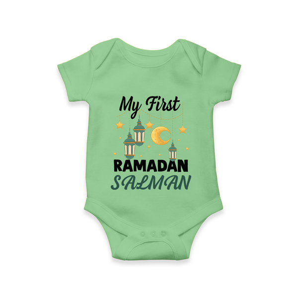 My First Ramadan Personalised Baby & Kids Romper - GREEN - New Born (Chest 14")