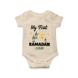 My First Ramadan - A Journey of Light With Our Customized Romper For Babies With Name - IVORY - 0 - 3 Months Old (Chest 16")