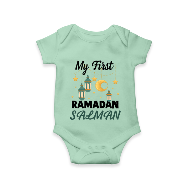 My First Ramadan Personalised Baby & Kids Romper - MINT GREEN - New Born (Chest 14")