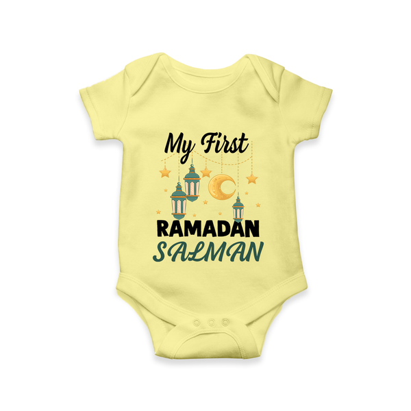 My First Ramadan Personalised Baby & Kids Romper - PASTEL YELLOW - New Born (Chest 14")