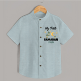 My First Ramadan - A Journey of Light With Our Customized Shirt For Kids With Name - ARCTIC BLUE - 0 - 6 Months Old (Chest 23")