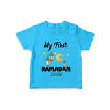 My First Ramadan - A Journey of Light With Our Customized T-Shirt For Kids With Name - SKY BLUE - 0-5 Months Old (Chest 17")