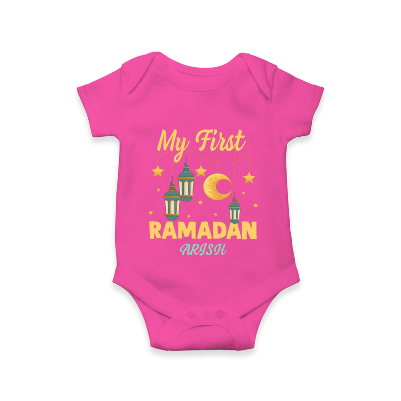 My First Ramadan - A Journey of Light With Our Customized Romper For Babies With Name - HOT PINK - 0 - 3 Months Old (Chest 16")