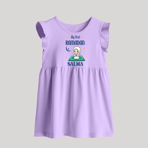 Ramadan Special Custom Name Kids Baby Frock girl version - LILAC - 0 - 3 Months Old (Chest 17")