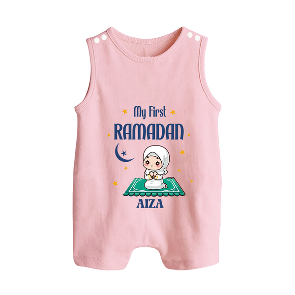 My First Ramadan - Crescent Moon Smiles With Our Customized Romper Suit For Babies With Name - BABY PINK - 0 - 5 Months Old (Chest 18")