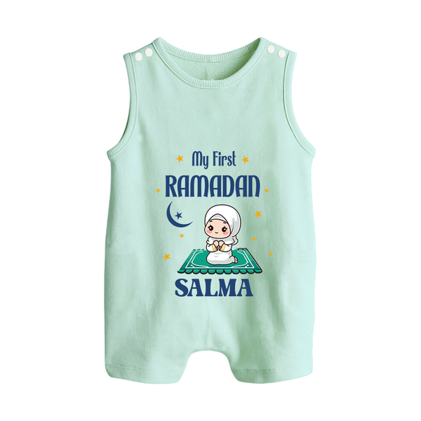 Ramadan Special Custom Name Kids Romper Suit girl version - MINT GREEN - 0 - 5 Months Old (Chest 18")