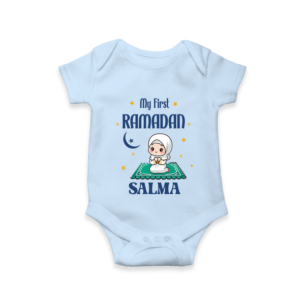 Ramadan Special Custom Name Kids Romper girl version - BABY BLUE - New Born (Chest 14")