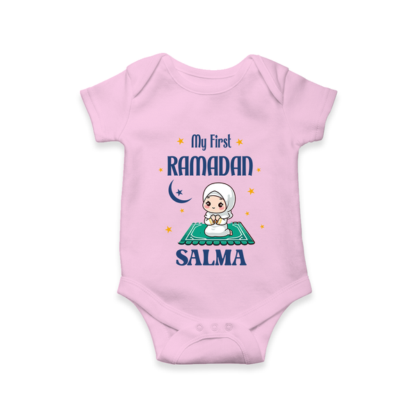 Ramadan Special Custom Name Kids Romper girl version - BABY PINK - New Born (Chest 14")