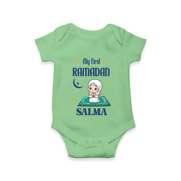 Ramadan Special Custom Name Kids Romper girl version - GREEN - New Born (Chest 14")