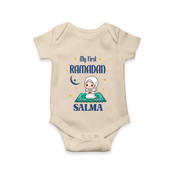 Ramadan Special Custom Name Kids Romper girl version - IVORY - New Born (Chest 14")