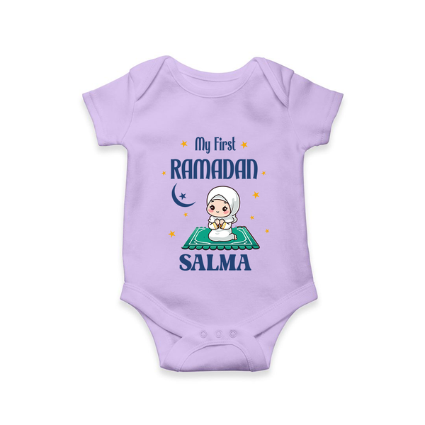 Ramadan Special Custom Name Kids Romper girl version - LILAC - New Born (Chest 14")
