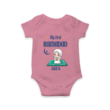 My First Ramadan - Crescent Moon Smiles With Our Customized Romper For Babies With Name - ONION - 0 - 3 Months Old (Chest 16")