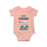 Ramadan Special Custom Name Kids Romper girl version - PEACH - New Born (Chest 14")