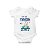 Ramadan Special Custom Name Kids Romper girl version - WHITE - New Born (Chest 14")