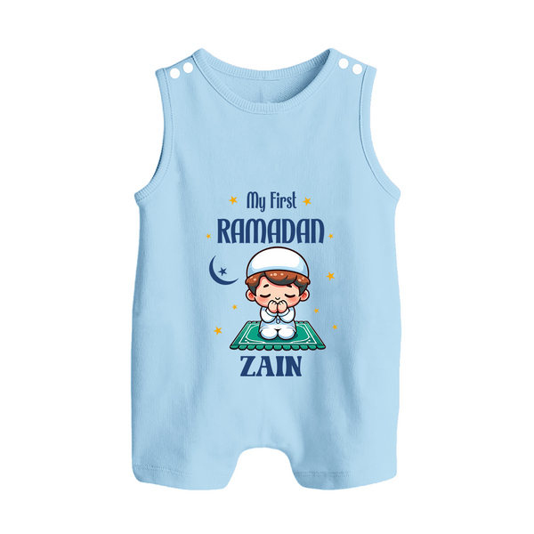 Ramadan Special Custom Name Kids Romper Suit boy version - BABY BLUE - 0 - 5 Months Old (Chest 18")