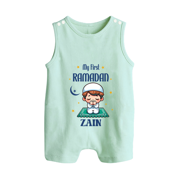 Ramadan Special Custom Name Kids Romper Suit boy version - MINT GREEN - 0 - 5 Months Old (Chest 18")