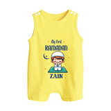 Ramadan Special Custom Name Kids Romper Suit boy version - PASTEL YELLOW - 0 - 5 Months Old (Chest 18")
