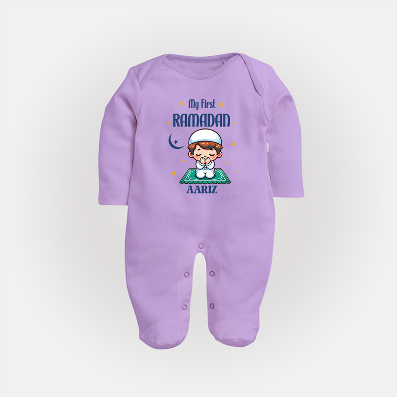 My First Ramadan - Cherishing Every Moment With Our Customized Sleep Suit For Babies With Name - LILAC - New Born (Chest 7.5")