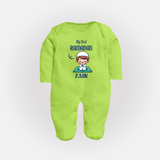 Ramadan Special Custom Name Kids Fullbody Suit boy version - LIME GREEN - New Born (Chest 7.5")
