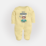 My First Ramadan - Cherishing Every Moment With Our Customized Sleep Suit For Babies With Name - PASTEL YELLOW - New Born (Chest 7.5")