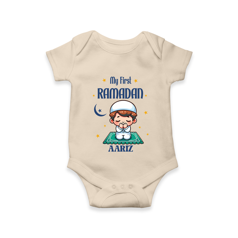 My First Ramadan - Cherishing Every Moment With Our Customized Romper For Babies With Name - IVORY - 0 - 3 Months Old (Chest 16")