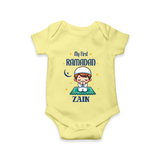 Ramadan Special Custom Name Kids Romper boy version - PASTEL YELLOW - New Born (Chest 14")