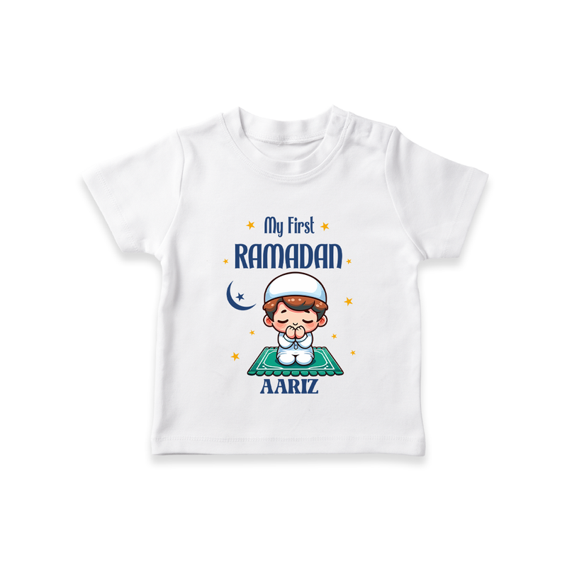 My First Ramadan - Cherishing Every Moment With Our Customized T-Shirt For Kids With Name - WHITE - 0-5 Months Old (Chest 17")