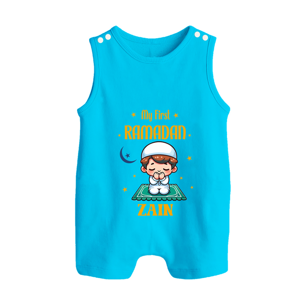 Ramadan Special Custom Name Kids Romper Suit boy version - SKY BLUE - 0 - 5 Months Old (Chest 18")