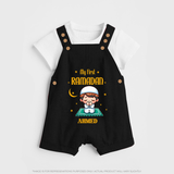 My First Ramadan - Cherishing Every Moment With Our Customized Dungaree Set For Kids With Name - BLACK - 0 - 5 Months Old (Chest 18")