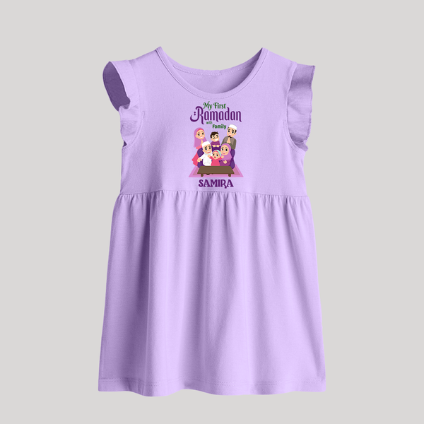 Personalised My First Ramadan Celebration Baby Frock for Kids - LILAC - 0 - 3 Months Old (Chest 17")