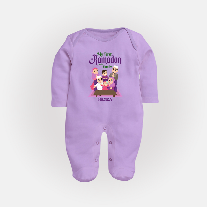 My First Ramadan - Filled with Gratitude With Our Customized Sleep Suit For Babies With Name - LILAC - New Born (Chest 7.5")