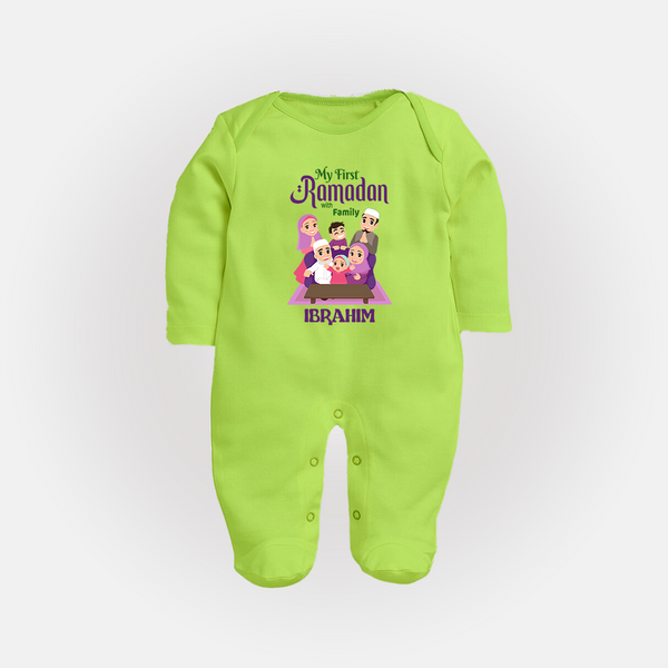 Personalised My First Ramadan Celebration Fullbody Suit for Kids - LIME GREEN - New Born (Chest 7.5")