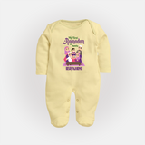 Personalised My First Ramadan Celebration Fullbody Suit for Kids - PASTEL YELLOW - New Born (Chest 7.5")